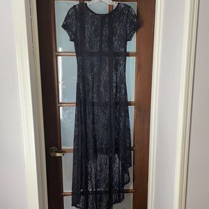 Sheer lace hi low dress